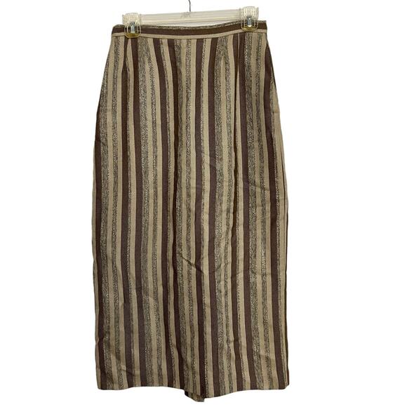 John Meyer Women’s 10 Vintage Stripe Wool Blend Pencil Skirt Button Slit - Picture 1 of 6
